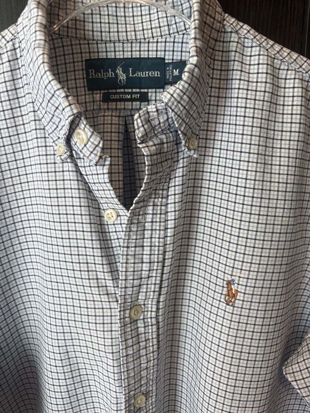 Polo Ralph Lauren Custom Fit Blue Check Button-Down Shirt Size M - Picture 2 of 7